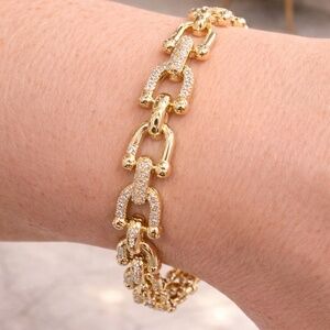 18k gold filled bracelet, horseshoe link chain